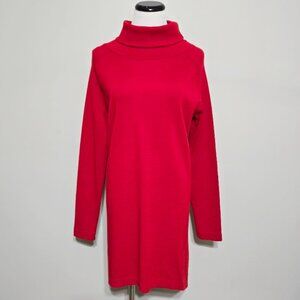 CROSSLEY Italy Red Wool Blend Turtleneck Tunic Sweater Dress M